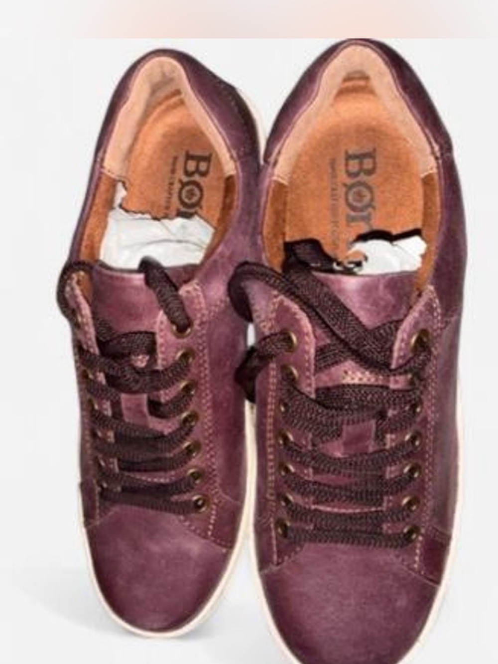 Born Plum Leather Lace-Up Sneakers